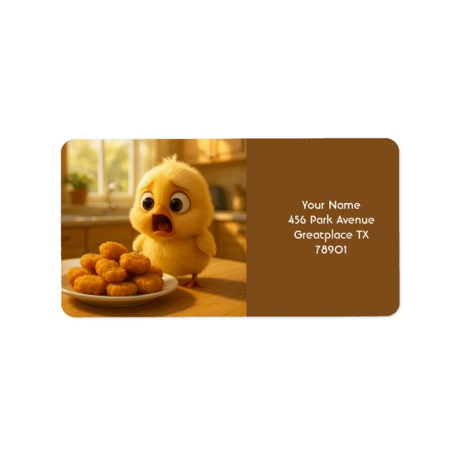 Fantasy Cute Chicken Nuggets Baby Adressetikett (Framsidan)