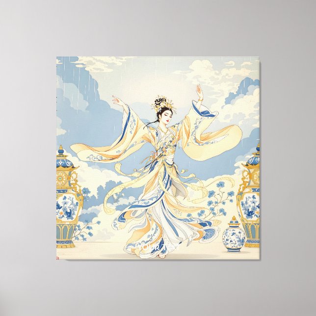 Fantasy Cute China Dancer Print Canvastryck (Framsida)