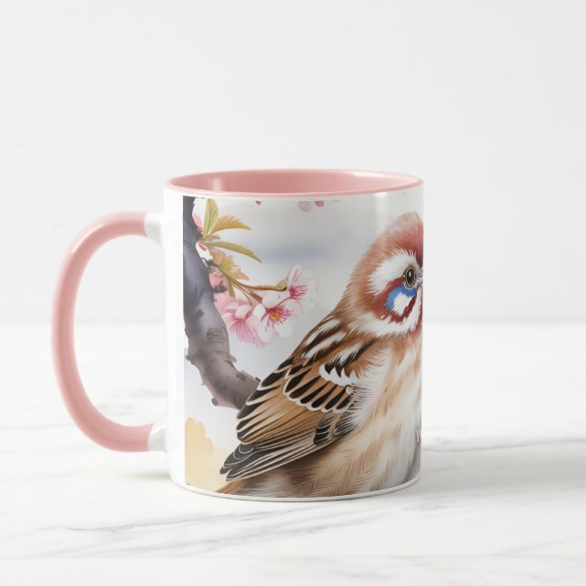 Fantasy Cute Chinese Bird Blommar Mugg (Vänster)
