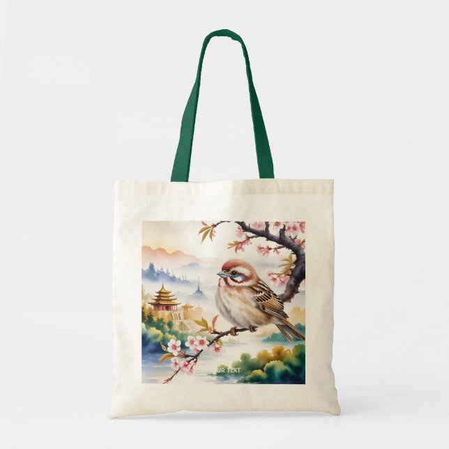 Fantasy Cute Chinese Bird Blommar Tygkasse (Framsidan)
