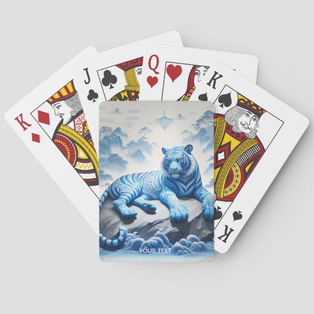 Fantasy Cute Chinese Blue Tiger Casinokort (Baksidan)