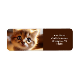 Fantasy Cute Closeup Small Kitten Returadress Etikett