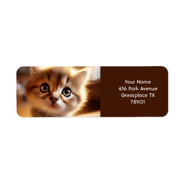 Fantasy Cute Closeup Small Kitten Returadress Etikett (Framsidan)