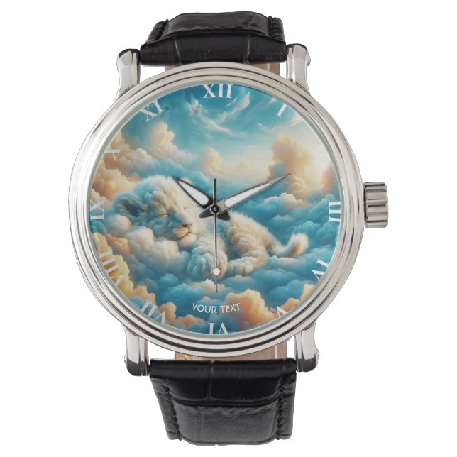 Fantasy Cute Clouds Baby Lejon Armbandsur (Framsida)