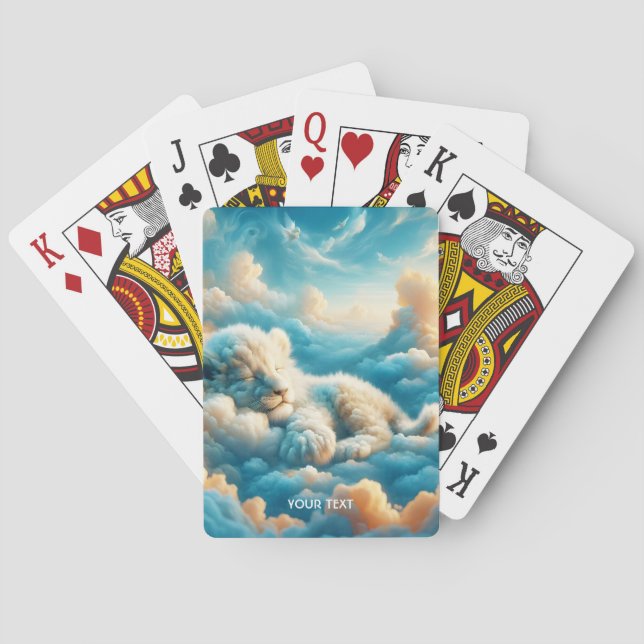 Fantasy Cute Clouds Baby Lejon Casinokort (Baksidan)