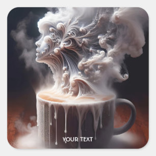 Fantasy Cute Coffee Morgons Dreams Fyrkantigt Klistermärke