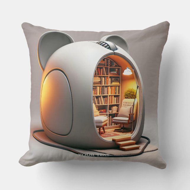 Fantasy Cute Computer Mouse House Kudde (Framsida)