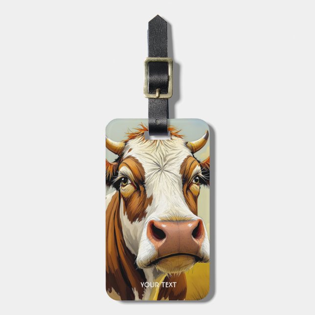 Fantasy Cute Cow Fält Clouds Bagagebricka (Vertikal Framsida)