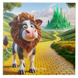 Fantasy Cute Cow Lejon Road Kakelplatta