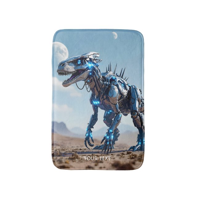 Fantasy Cute Cyborg Dinosaur Desert Badrumsmatta (Framsidan (Vertikal))