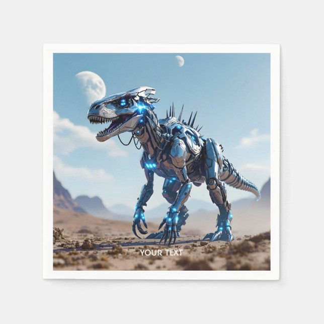 Fantasy Cute Cyborg Dinosaur Desert Pappersservett (Framsidan)