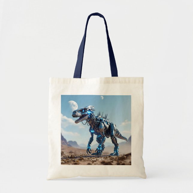 Fantasy Cute Cyborg Dinosaur Desert Tygkasse (Framsidan)