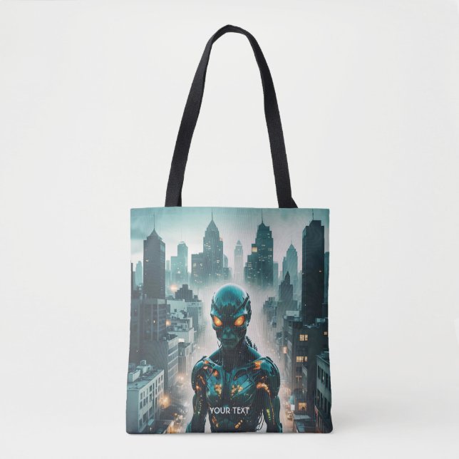 Fantasy Cute Cyborg Evening City Tygkasse (Framsida)