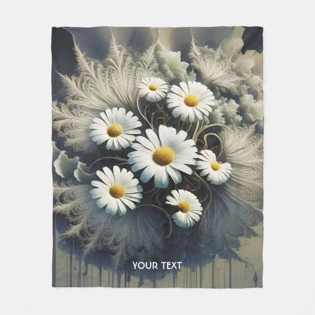 Fantasy Cute Daisy Flowers Filigree Fleecefilt (Framsidan)