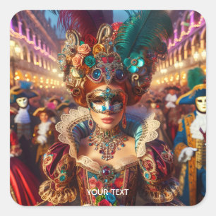 Fantasy Cute Dam Mask Venedig Fyrkantigt Klistermärke