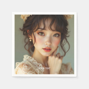 Fantasy Cute Dam White Filigree Pappersservett