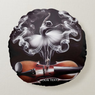 Fantasy Cute Dancing Ballerina Violin Rund Kudde