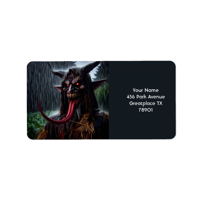 Fantasy Cute Demon Red Tunga Adressetikett (Framsidan)