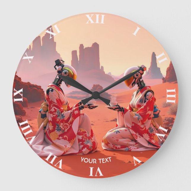 Fantasy Cute Desert Mars Tea Stor Klocka (Framsida)