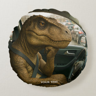 Fantasy Cute Dinosaur - Körbil Rund Kudde