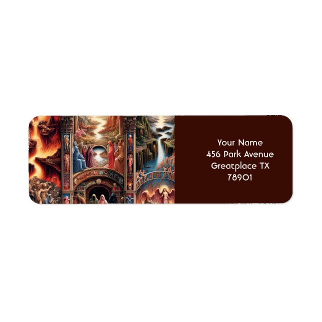 Fantasy Cute Divine Comedy Illustration Returadress Etikett (Framsidan)
