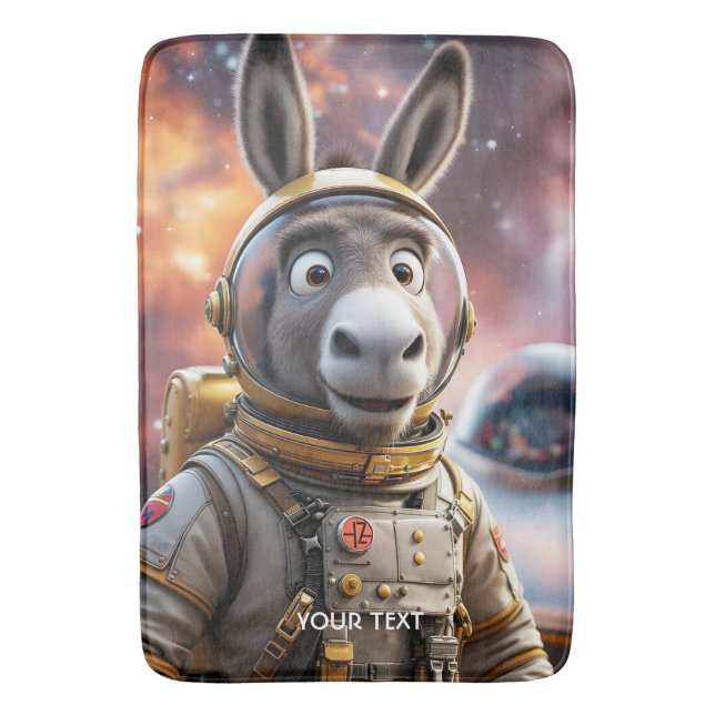 Fantasy Cute Donkey Astronaut Space Badrumsmatta (Framsidan (Vertikal))