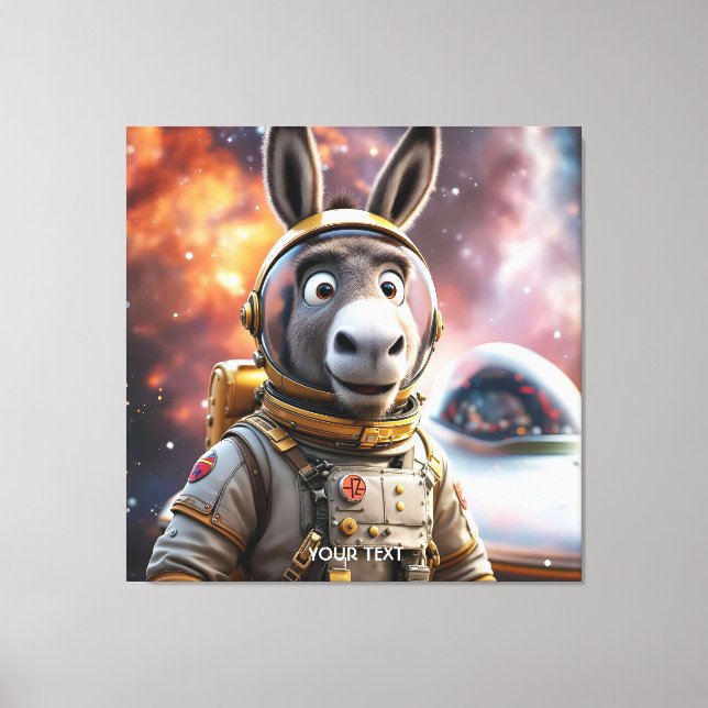 Fantasy Cute Donkey Astronaut Space Canvastryck (Framsida)
