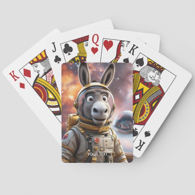 Fantasy Cute Donkey Astronaut Space Casinokort (Baksidan)