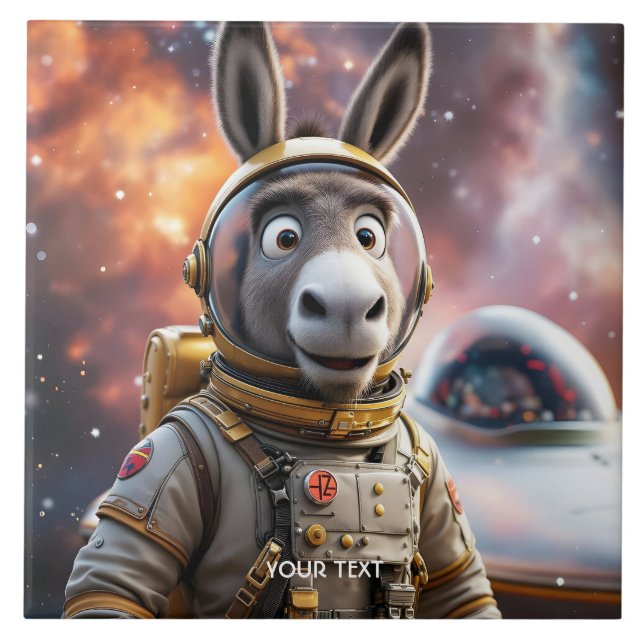 Fantasy Cute Donkey Astronaut Space Kakelplatta (Framsidan)