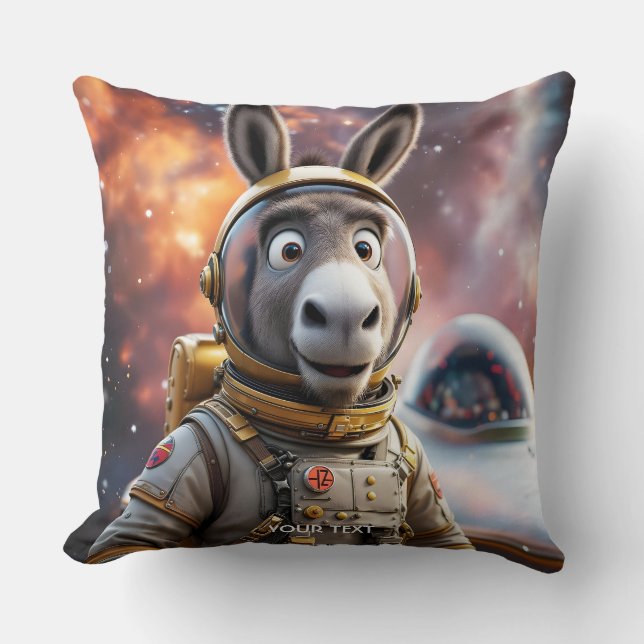 Fantasy Cute Donkey Astronaut Space Kudde (Framsida)