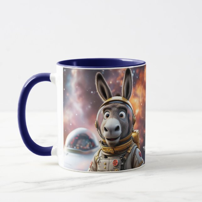 Fantasy Cute Donkey Astronaut Space Mugg (Vänster)