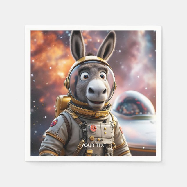 Fantasy Cute Donkey Astronaut Space Pappersservett (Framsidan)