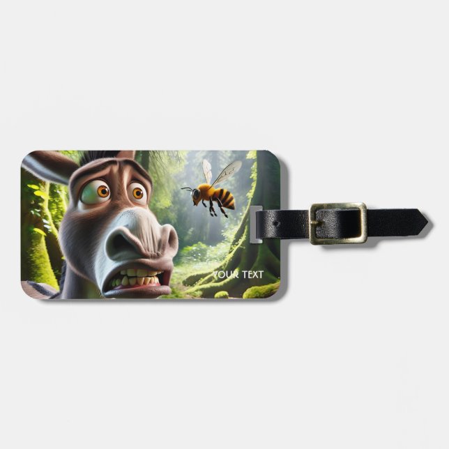 Fantasy Cute Donkey Sting Bee Bagagebricka (Horisontell Framsida)