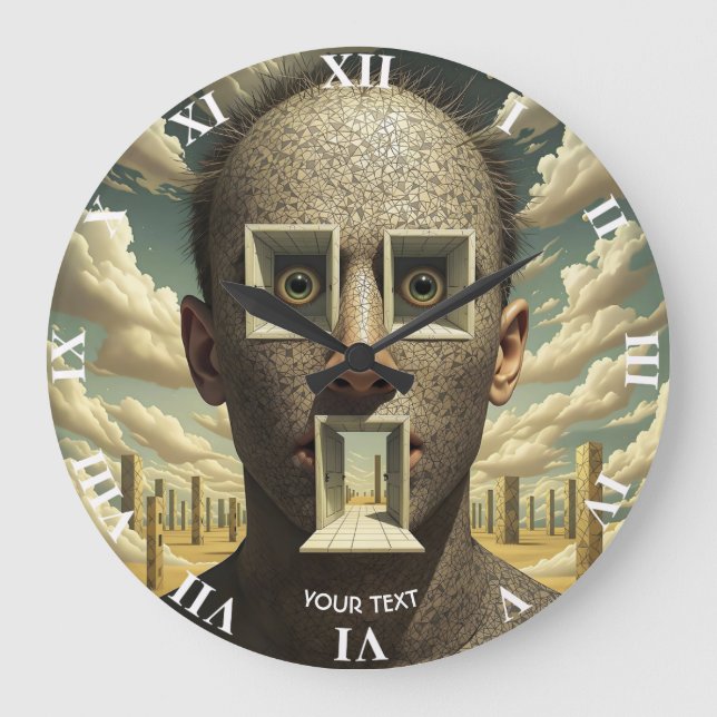 Fantasy Cute Door Windows Man Stor Klocka (Framsida)