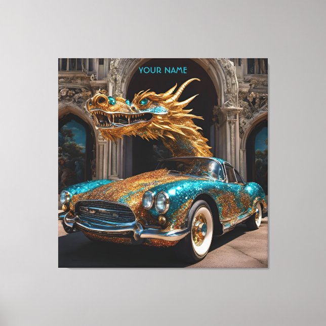 Fantasy Cute Dragon Car Mix Canvastryck (Framsida)