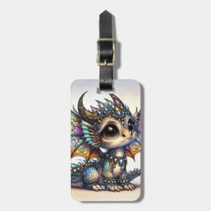 Fantasy Cute Dragon Stached Glass Bagagebricka