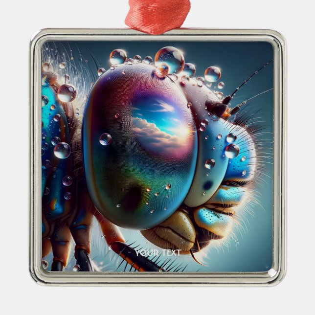 Fantasy Cute Dragonfly Makro Photo Julgransprydnad Metall (Framsidan)