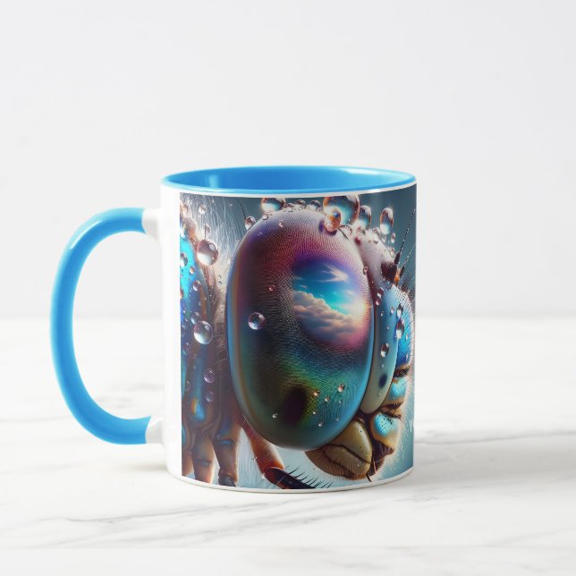 Fantasy Cute Dragonfly Makro Photo Mugg (Vänster)