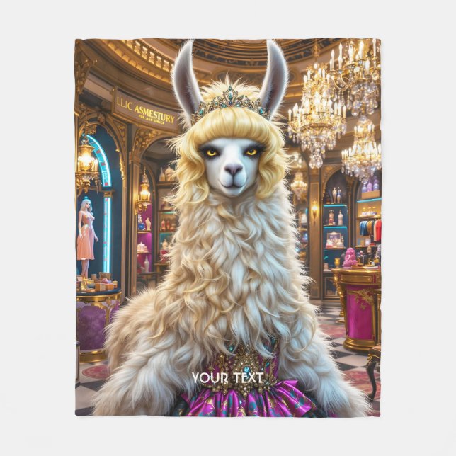 Fantasy Cute Drama Llama Queen Fleecefilt (Framsidan)