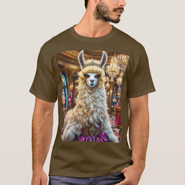 Fantasy Cute Drama Llama Queen T Shirt (Framsida)