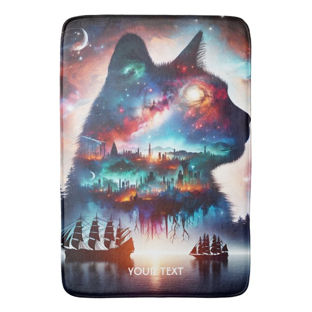 Fantasy Cute Dreams Space-katt Badrumsmatta (Framsidan (Vertikal))