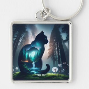Fantasy Cute Dubbla Exposition Fyrkantig Silverfärgad Nyckelring