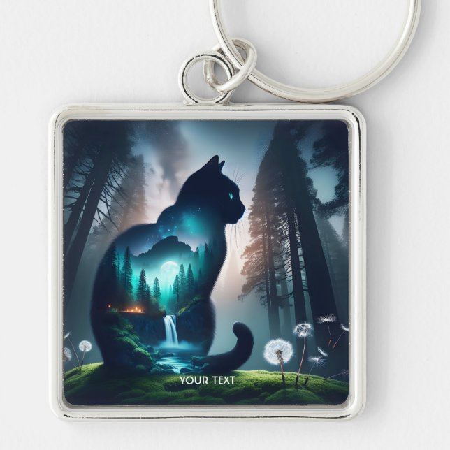 Fantasy Cute Dubbla Exposition Fyrkantig Silverfärgad Nyckelring (Framsidan)