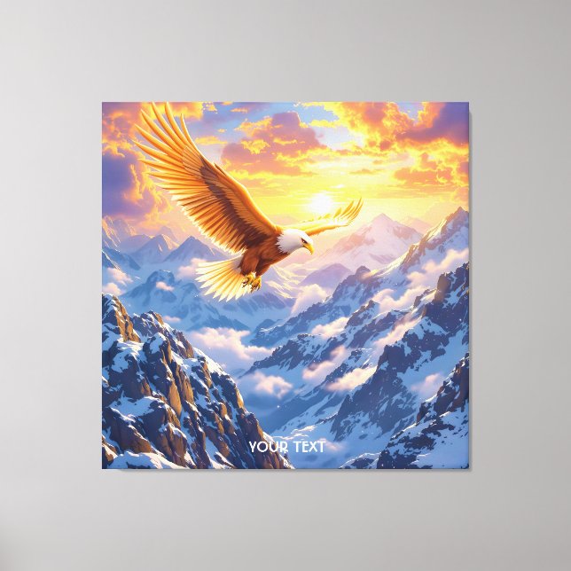 Fantasy Cute Eagle Mountains Sunrise Canvastryck (Framsida)