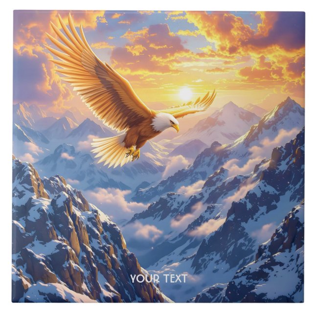 Fantasy Cute Eagle Mountains Sunrise Kakelplatta (Framsidan)