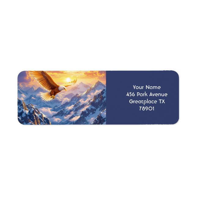 Fantasy Cute Eagle Mountains Sunrise Returadress Etikett (Framsidan)