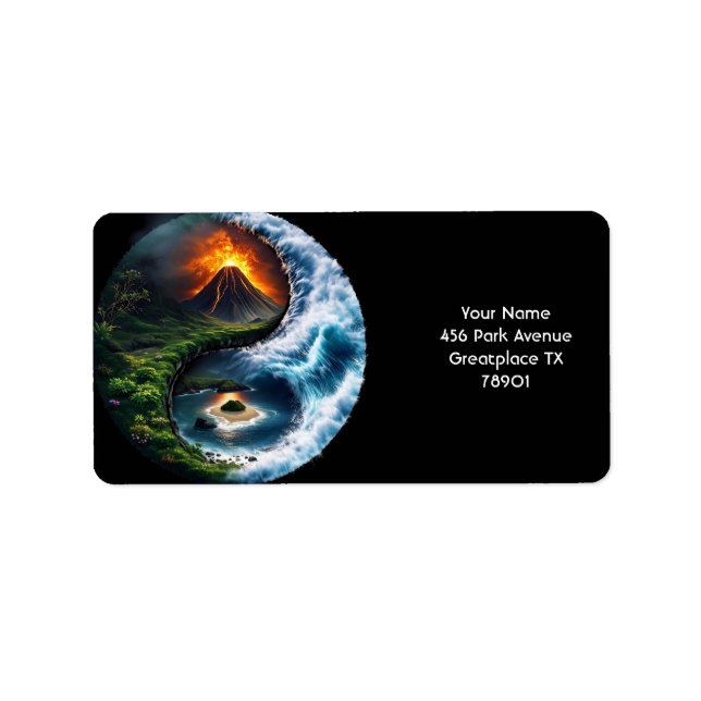 Fantasy Cute Earth Yin Yang Adressetikett (Framsidan)