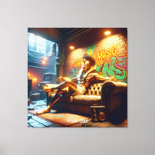 Fantasy Cute Egyptian God Music. Canvastryck