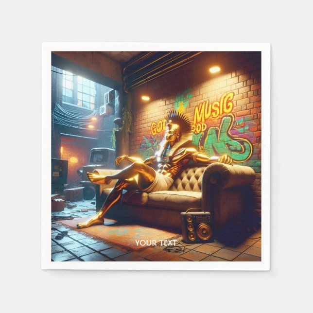 Fantasy Cute Egyptian God Music. Pappersservett (Framsidan)