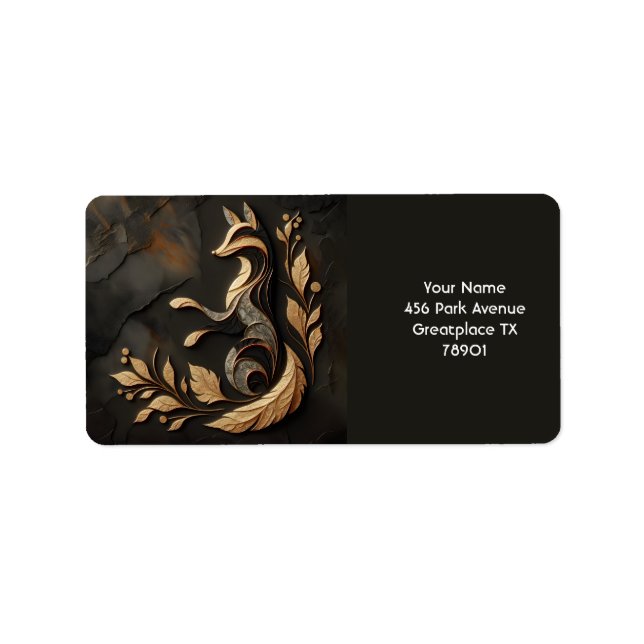 Fantasy Cute Elegant Fox Teckning Adressetikett (Framsidan)